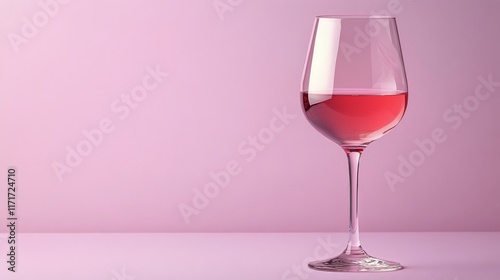 Elegant glass of rose wine illuminated by soft light against a pastel background