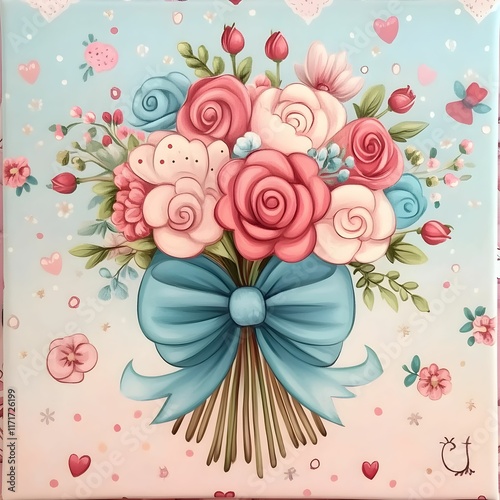 Cute watercolor floral bouquet clipart