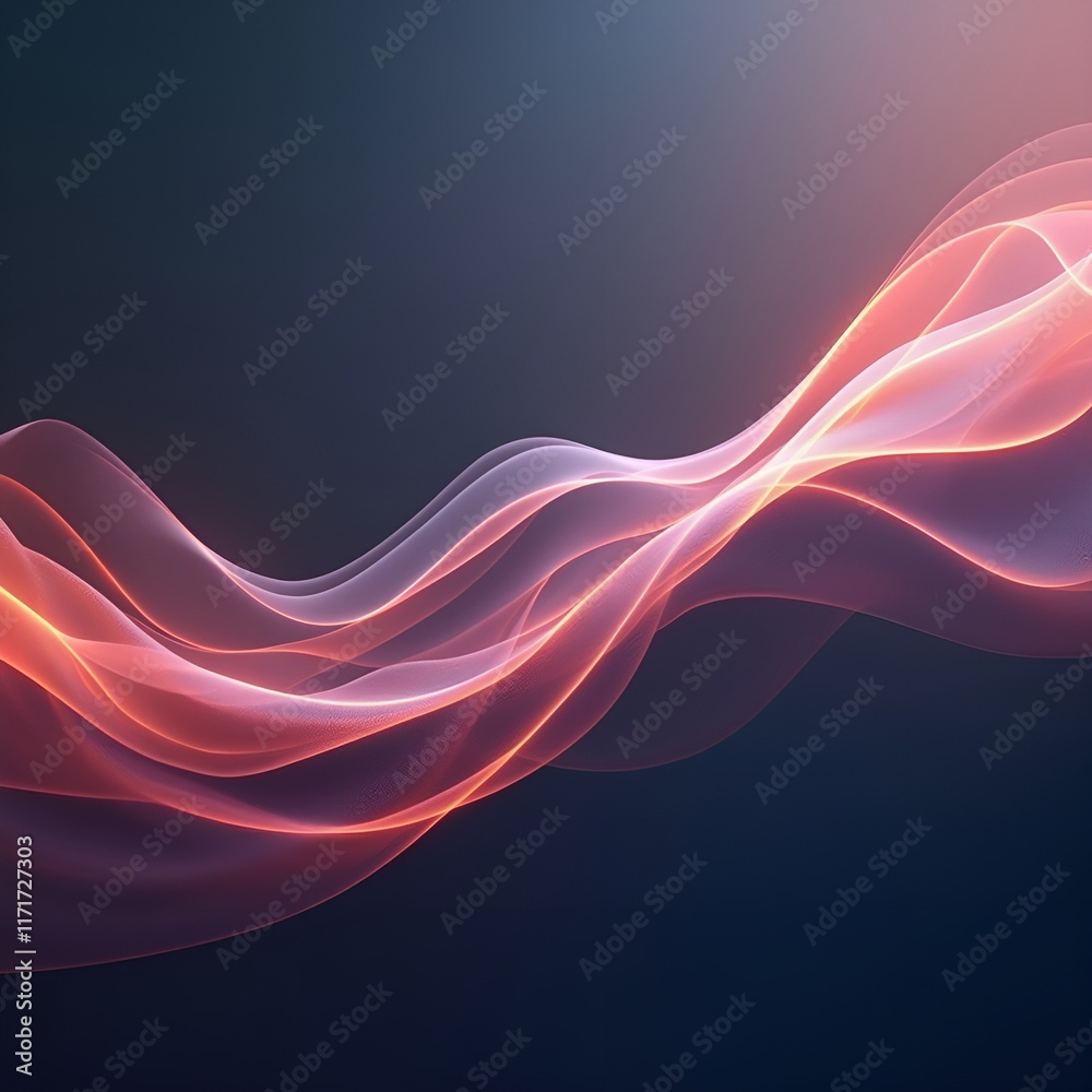 Fototapeta premium Red light on a black background, abstract wave