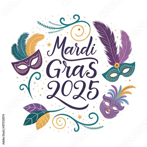 Mardi Gras 2025: Elegant Calligraphy Flourish