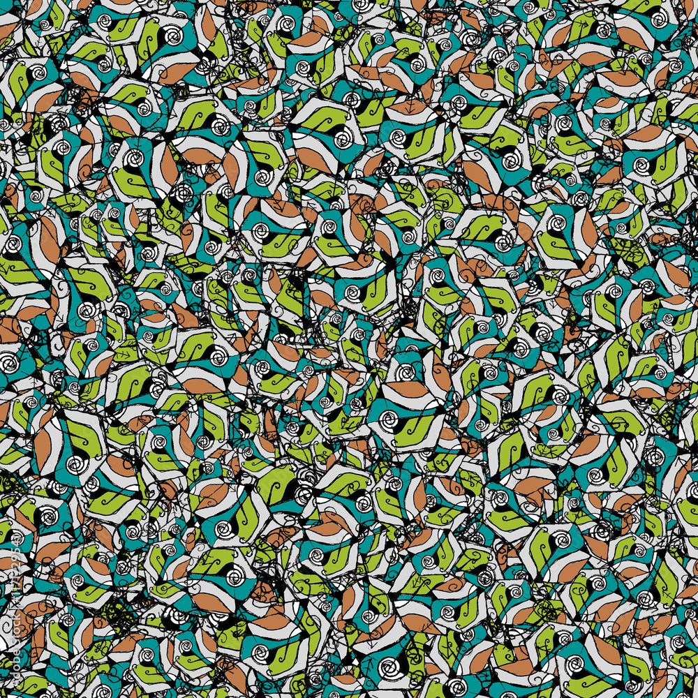 Obraz premium Sketchy colored abstract shapes motif random pattern