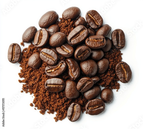 Dark roasted coffee beans and ground coffee blend for brewing and flavor enjo...