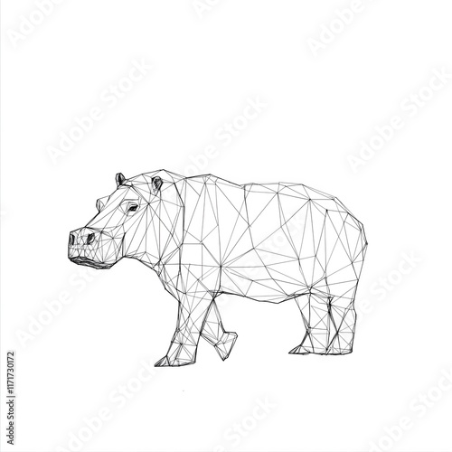  Abstract Geometric Representation of a Hippo with Polygonal Lines, Minimalist and Elegant Design photo