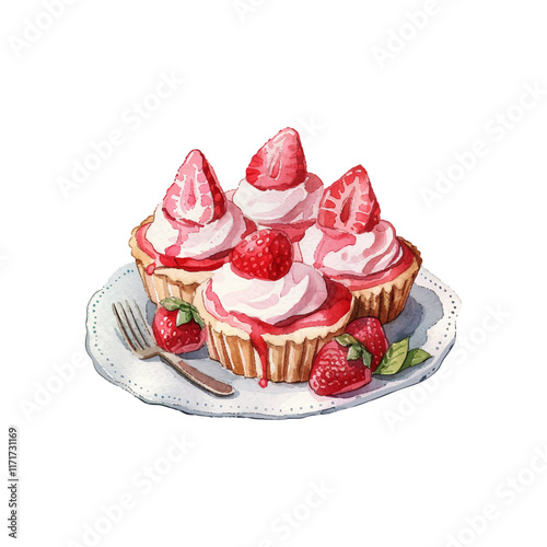 valentines desserts vector illustration in watercolor style