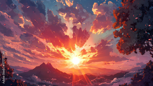 red sky sunset