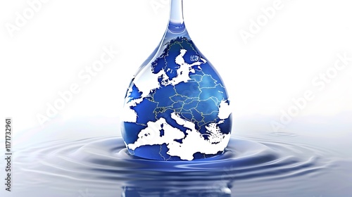 Europe Contained Within a Water Drop: A Powerful Symbol of Global Unity, Fragility, and the Connection Between Nature and the World photo