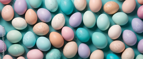 Colorful Easter Eggs On Turquoise Background