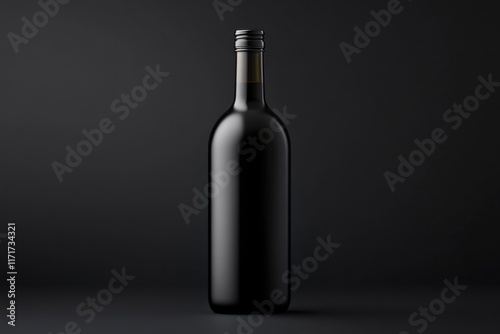 Sleek and elegant black bottle mockup showcasing minimalist design for modern beverages photo