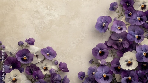 Beautiful arrangement of purple and white flowers on a soft pastel background