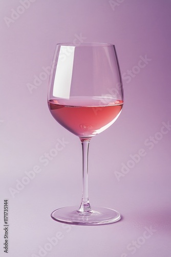 Elegant glass of rose wine against a soft purple background highlighting its ...