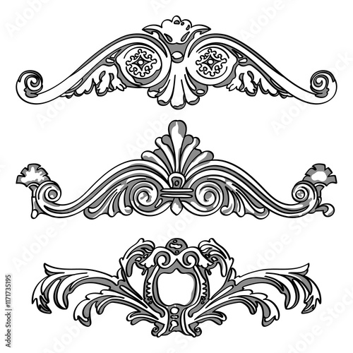 Greek decorative element flower, greek vector shape, stucco decoration, cartouche