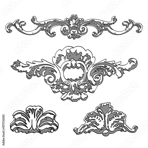 Greek vector shape, stucco decoration, cartouche