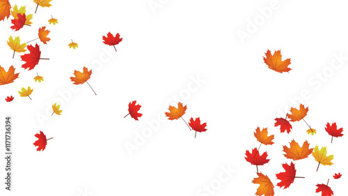 Maple Leaf- Canada Golden Background Transparent Vector. Leaves Decoration Illustration. Yellow Realistic Plant. Nature Leaf Design.