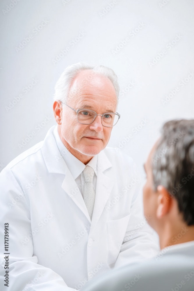 Consultation between dermatovenereologist and patient in a minimalist clinical setting showcasing professionalism Consultation between dermatovenereologist and patient in a minimalist clinical setting showcasing professionalism
