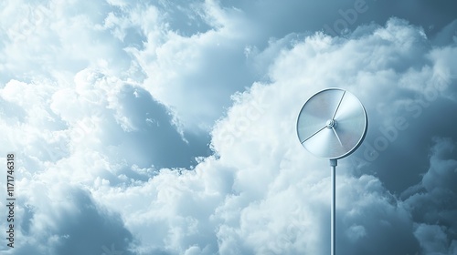Minimalist 3D image of an anemometer in cloud pattern