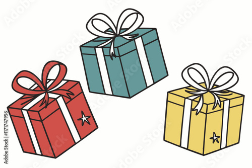 Four types of gift different color with white background