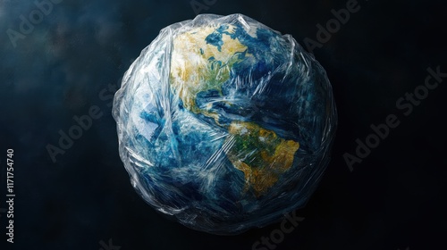 Visual representation of Earth suffocating in plastic wrap highlighting the urgent issue of pollution affecting the planet