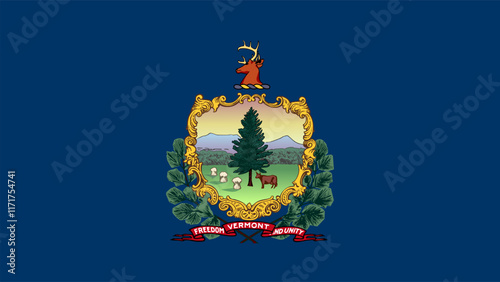 Flag of Vermont, USA, 16:9 Format, Vermont Flag, Vector Images