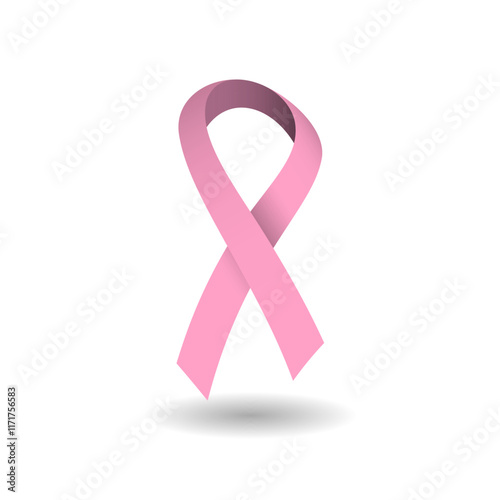 A pink ribbon representing breast cancer awareness stands out against a plain background. This vector graphic serves as a powerful symbol for raising awareness and supporting research.