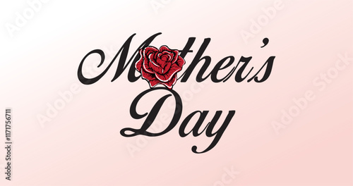 Happy Mother's Day background with pink flower and background. Mother's Day postcard with hand written lettering and realistic 3d flower. Vector illustration for poster, template, sale, promo, website