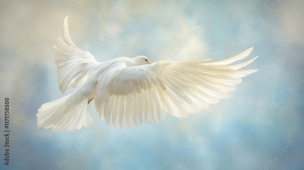 Fototapeta premium dreamy feather patterns in a serene celestial background
