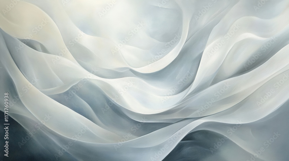 Obraz premium Soft, flowing fabric in shades of white and blue. Serene and elegant.