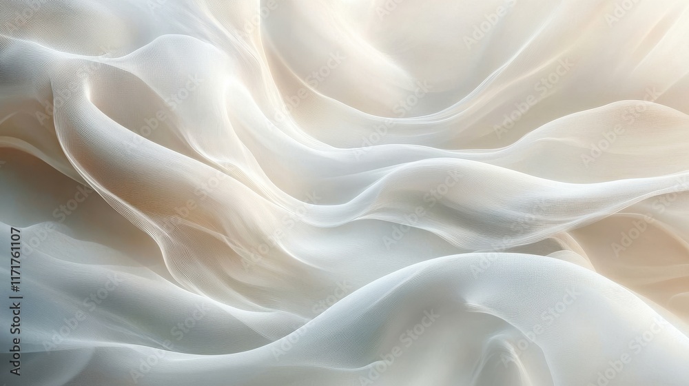 Obraz premium Soft, flowing fabric in creamy white and beige tones. Elegant and luxurious texture.
