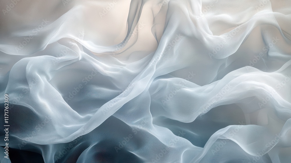 Obraz premium Soft, flowing chiffon fabric in shades of blue and white.