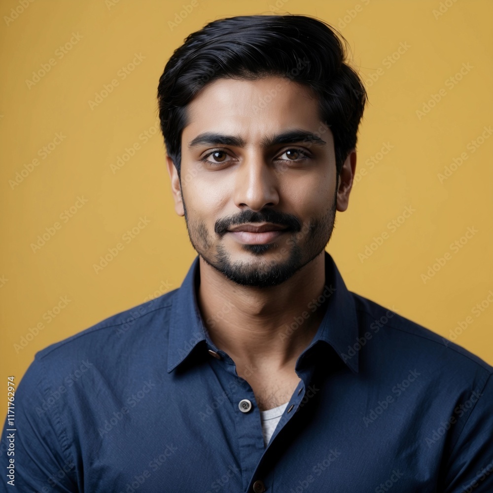 Fototapeta premium Portrait Photo of Pretty Handsome Man on Colorful Background, Face Portrait on Colorful Background