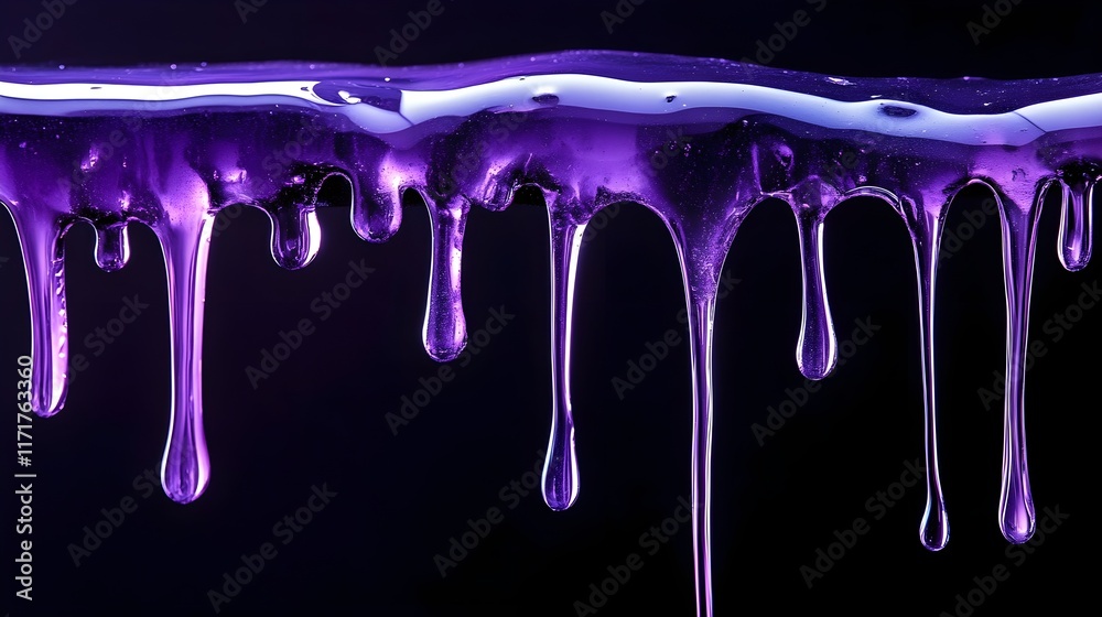 Naklejka premium Purple dripping liquid on black background