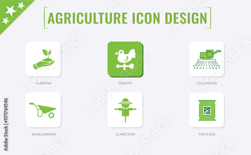 Set of outline icons related to agriculture. Linear icon collection. Editable stroke. Vector illustration