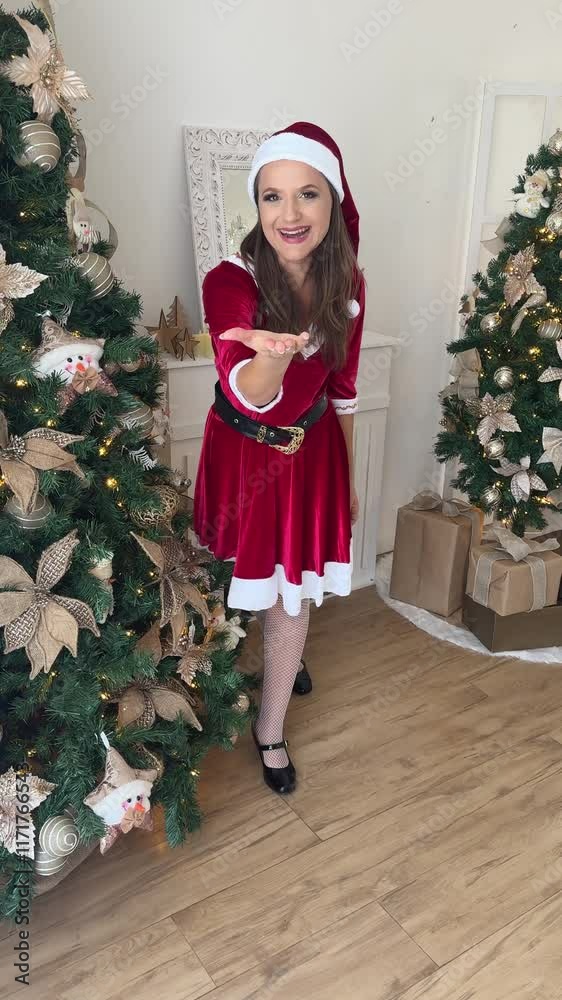 beldade mamãe noel entuziasmada celebrando o natal 