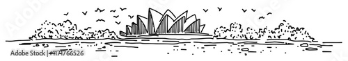 Opera Sydney doodle hatching vector sketch