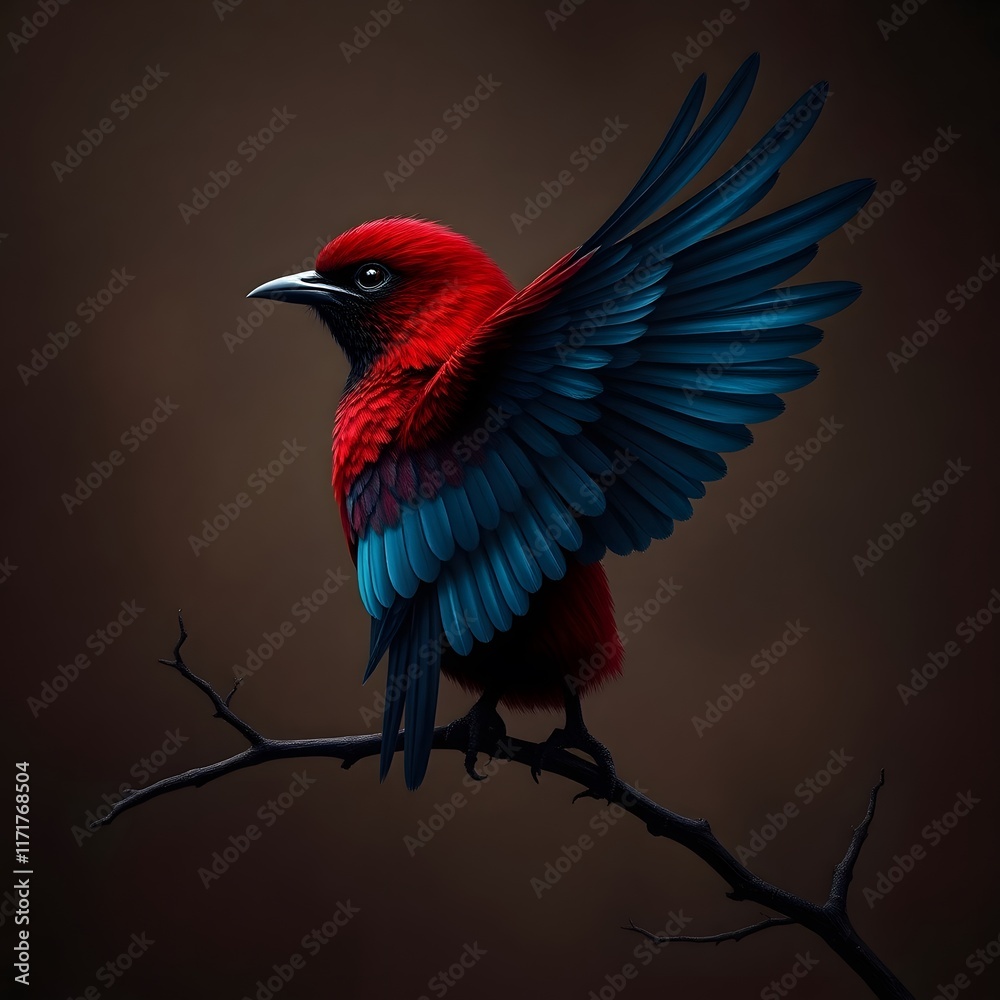 Fototapeta premium fenikeks, bird, art, china art, mithology, robin, nature, wildlife, animal, wild, beak, red, branch, garden, birds, winter, redbreast, cardinal, songbird, feather, tree, spring, perch, feathers, orang