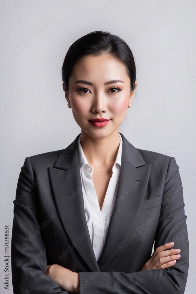 Portrait photo of pretty attractive and beautiful asian businesswoman on white background Portrait photo of pretty attractive and beautiful asian businesswoman on white background