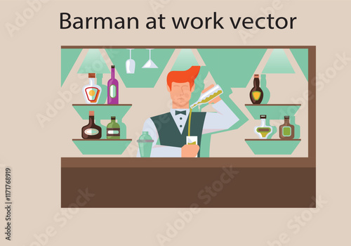 Barman at work vector 