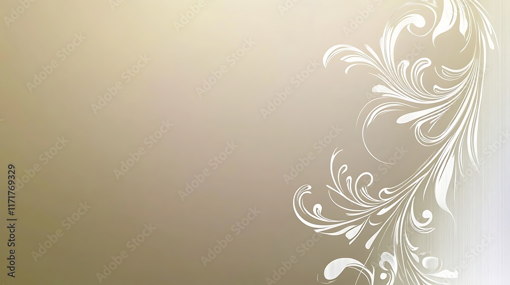 Elegant Beige Background With White Floral Design Elegant Beige Background With White Floral Design