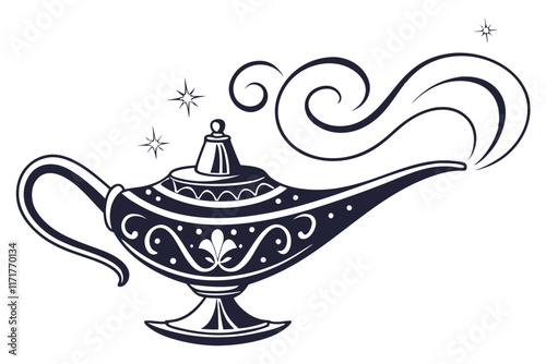 Magical Lamp icon in vector. Illustration Pro Vector Silhouette art on a white background