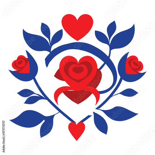 Valentine Day intricate floral heart shape vector art illustration