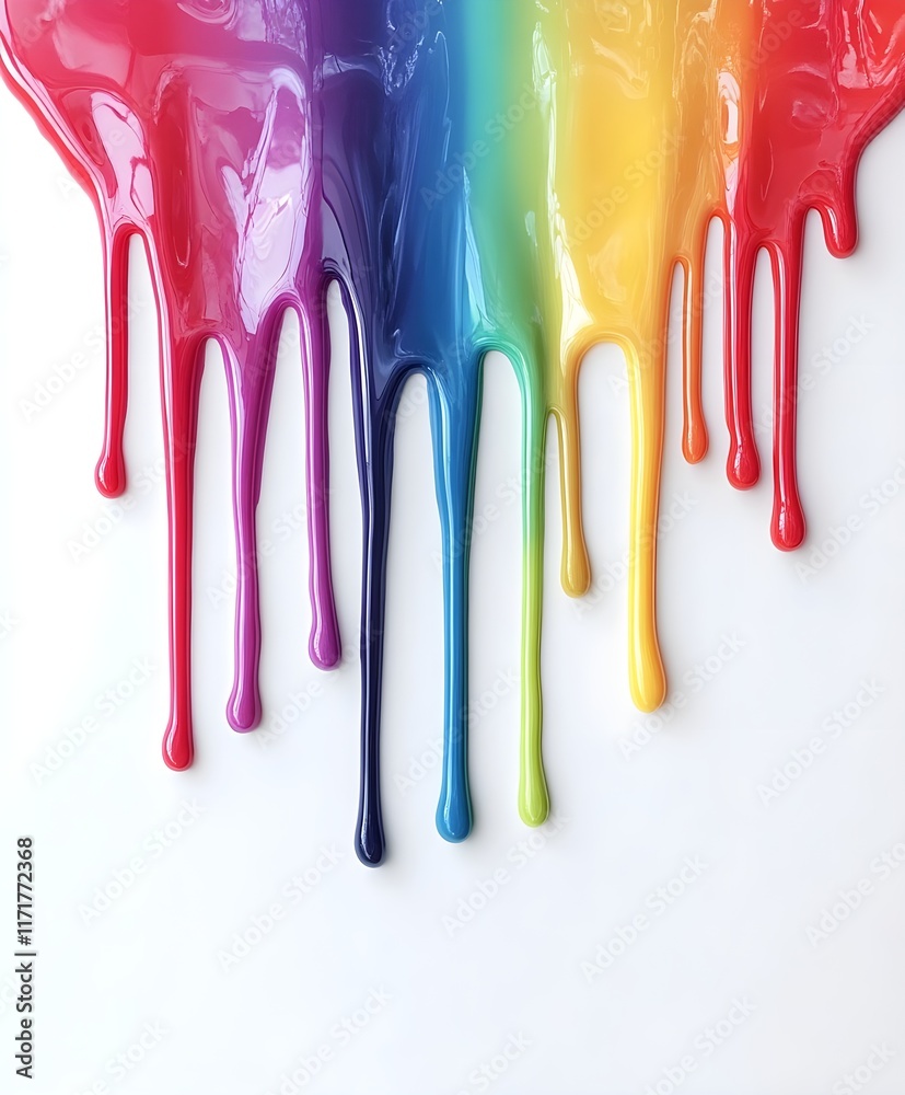 Naklejka premium Rainbow dripping liquid on white background