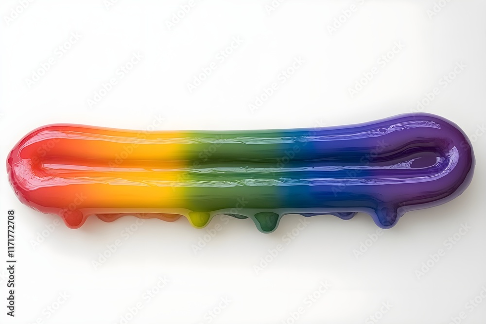 Rainbow dripping liquid on white background Rainbow dripping liquid on white background