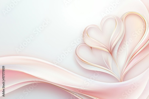 Valentine's Day background. Intertwined Pastel Hearts With Flowing Lines On Light Gradient. Elegant Minimalist Backdrop Perfect For Romantic Themes Or Invitations. AI generated