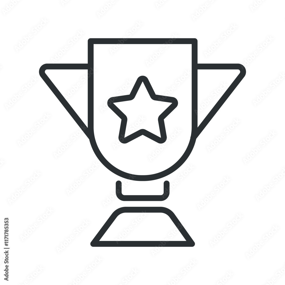 cup with star. Bonus, offer, reward. Vector linear icon cup with star. Bonus, offer, reward. Vector linear icon