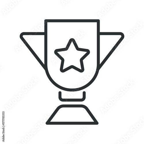 cup with star. Bonus, offer, reward. Vector linear icon