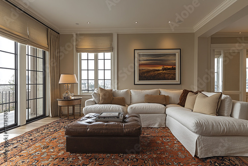 Elegant Living Room with Sectional Sofa and Area Rug
