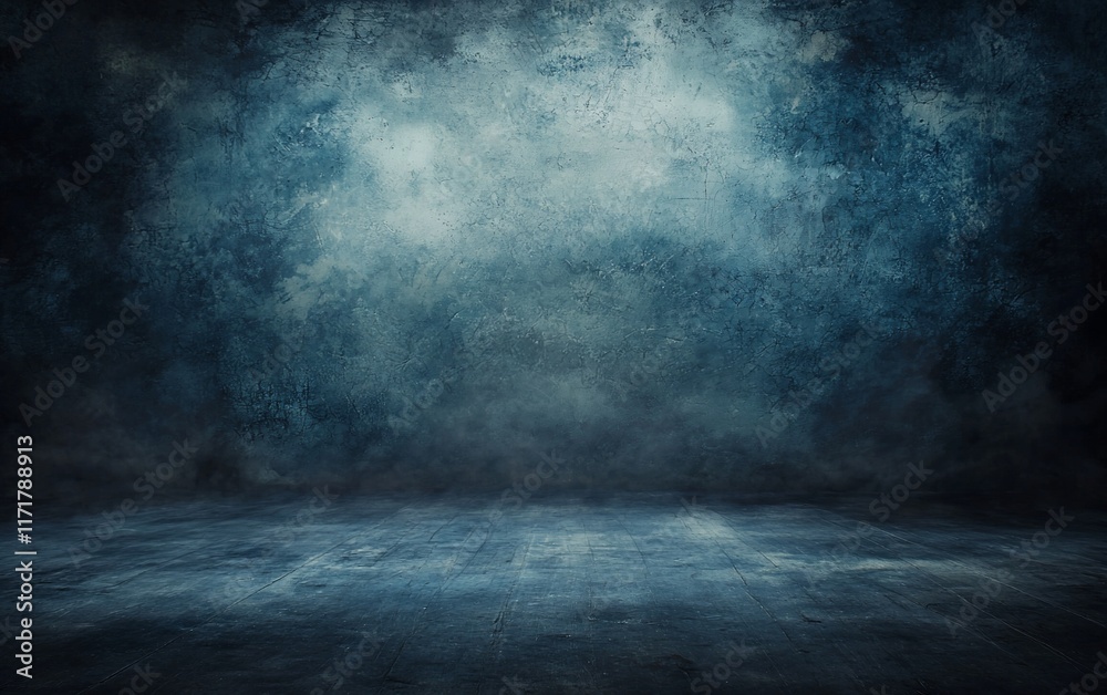 Dark blue grunge textured background with empty floor. Dark blue grunge textured background with empty floor.
