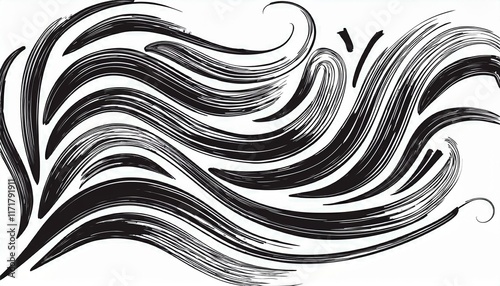 line art illustration featuring hand drawn bold curly black brush strokes photo