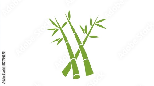 Green bamboo stalks, simple design, white background, Asian-inspired, graphic art photo