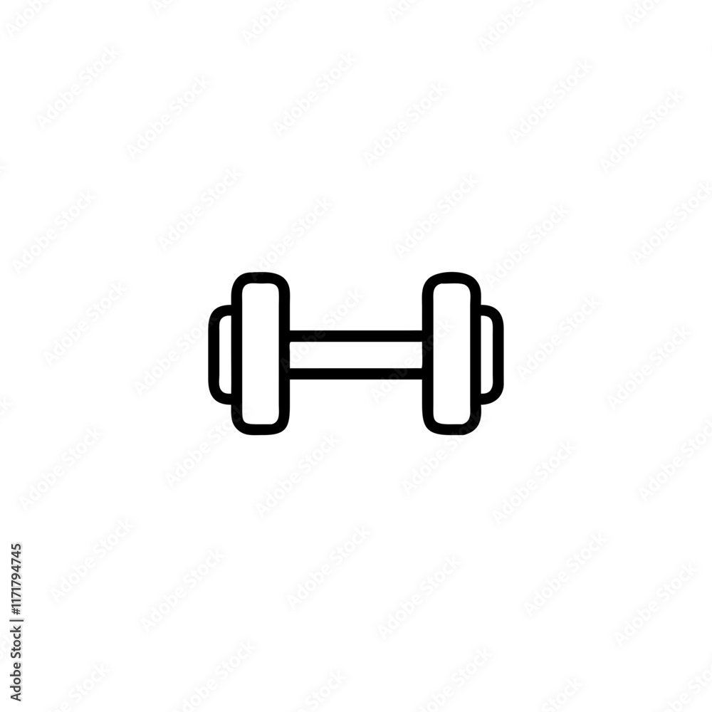 A sleek and simple dumbbell icon, representing strength training and fitness. A sleek and simple dumbbell icon, representing strength training and fitness.
