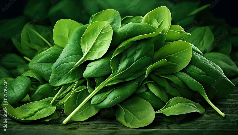 Fototapeta premium bunch of fresh spinach leaves are piled on top of each other the leaves are green and fresh and they look healthy and vibrant